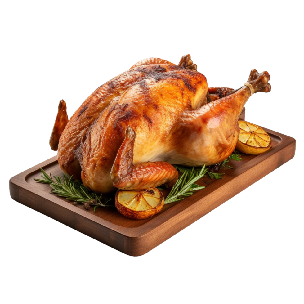 Cooked turkey with transparent background AI Generative png