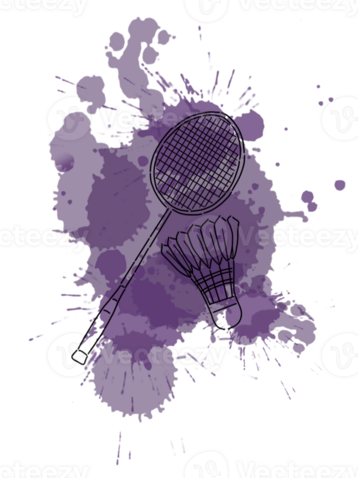 Purple Racket and Shuttlecock badminton png