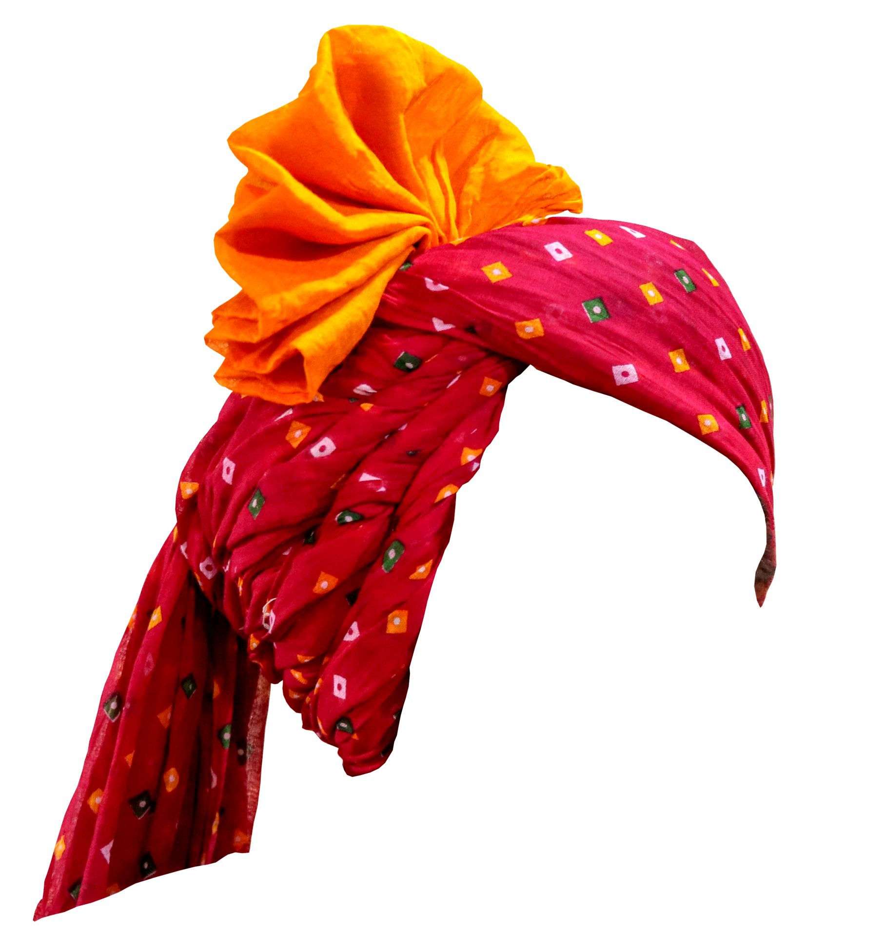 Rajasthani turban folk safa pagdi yellow chunri turban traditional turban with white isolated