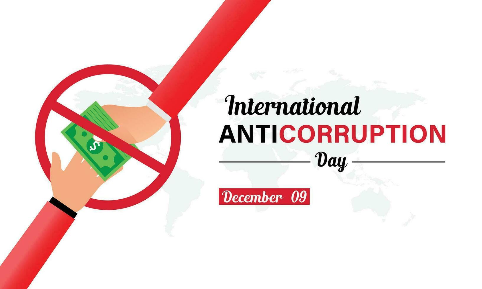 Stop corruption icon. International Anti corruption day. Prohibition sign. Banner, poster, card, background design. vector