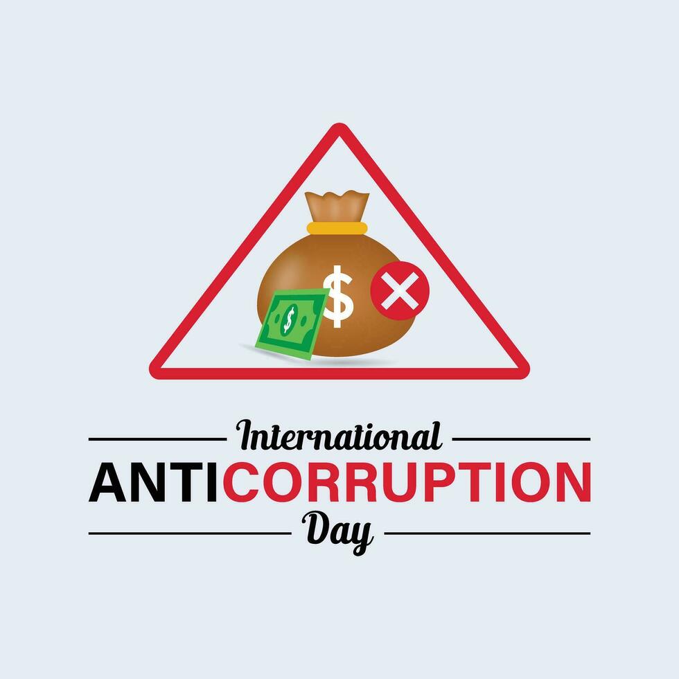 detener corrupción icono. internacional anti corrupción día. prohibición signo. bandera, póster, tarjeta, antecedentes diseño. vector