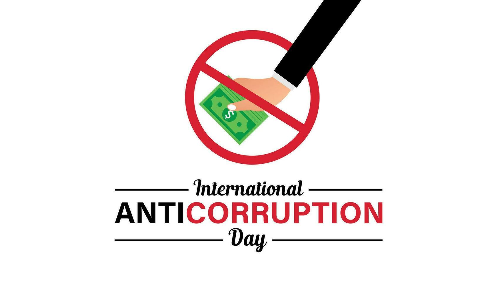 Stop corruption icon. International Anti corruption day. Prohibition sign. Banner, poster, card, background design. vector