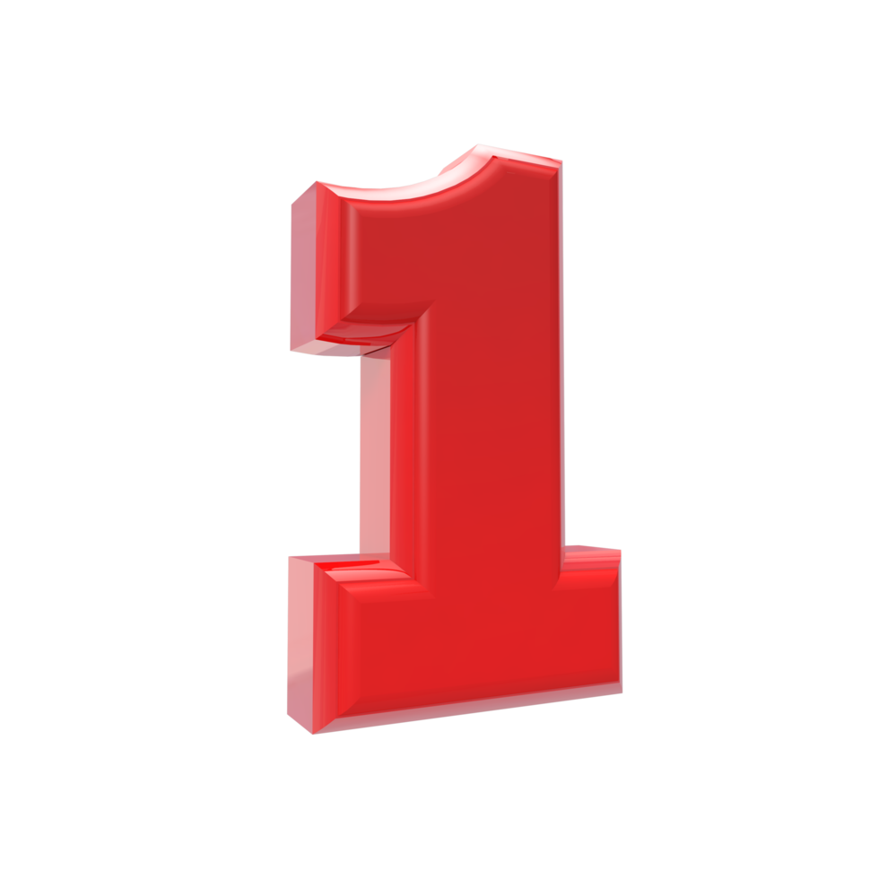 gratuito numero 3d 1 per 9 con design colore rosso png