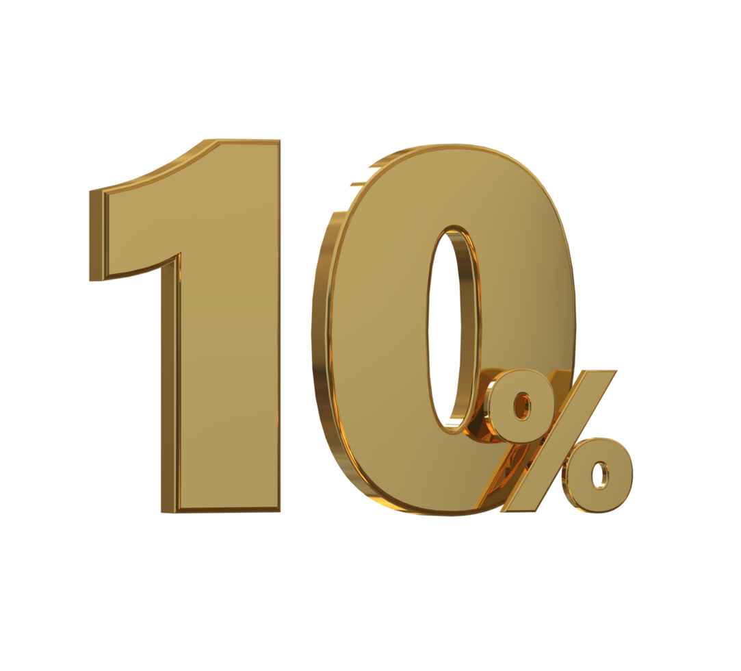 Free number 3d gold 10 percent to 90 for promotion or discount with design poster png