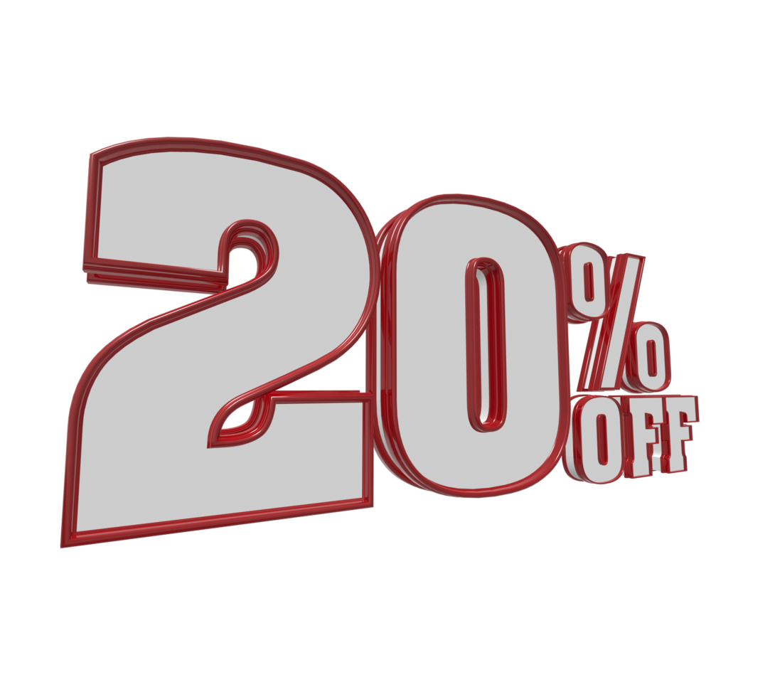 Free number 3d red 10 percent to 90 for promotion or discount with design poster png