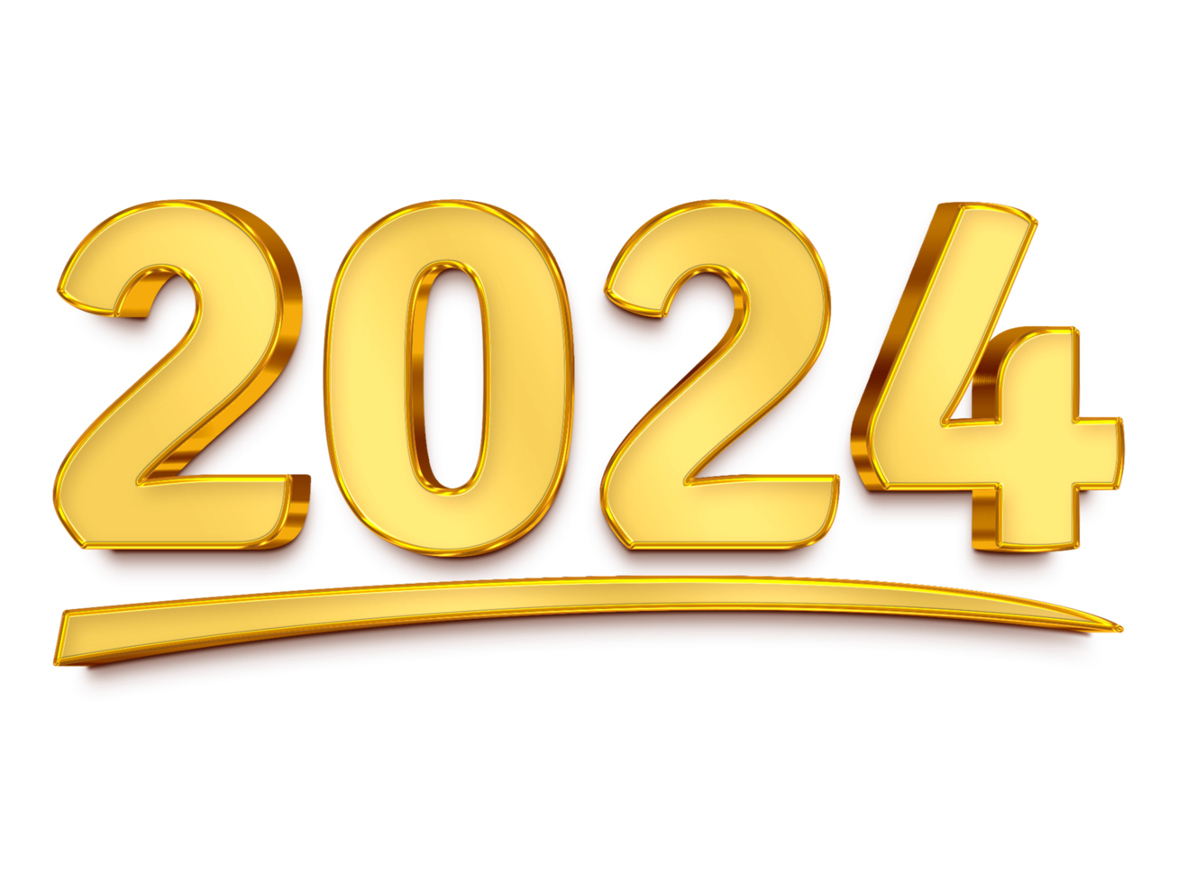 Happy new year 2024 number 2024 3d gold 32499784 PNG