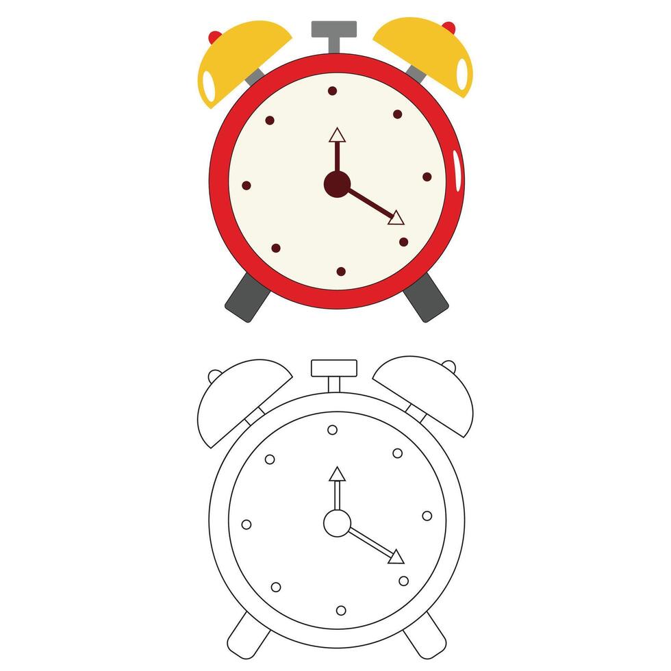 Alarm Clock Clipart with outline vector