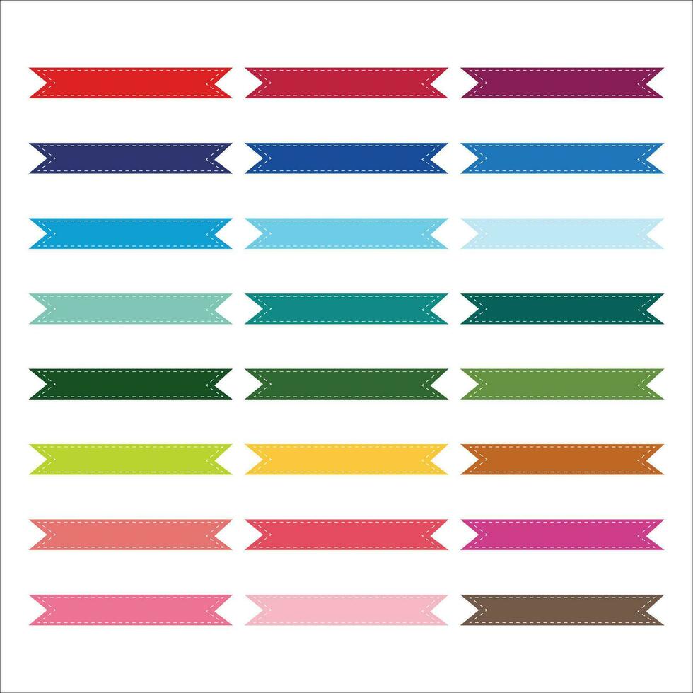 Stitched Ribbon Banner Clipart Set vector
