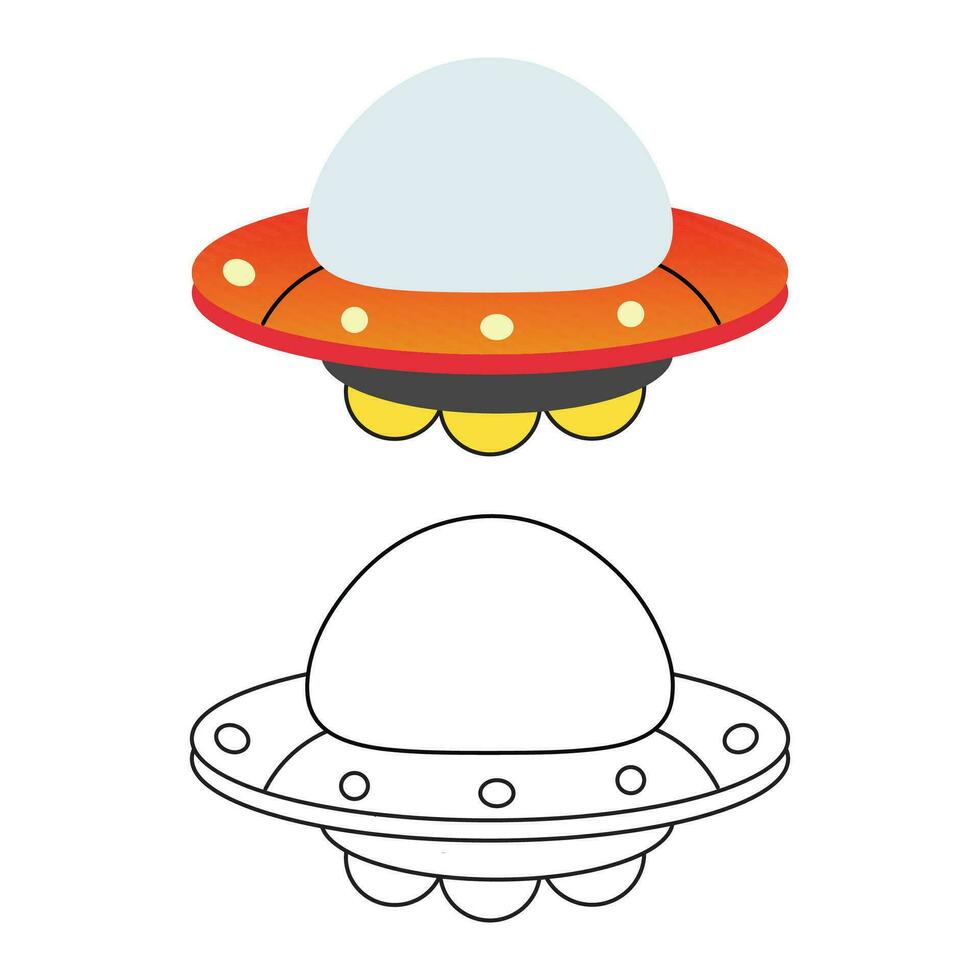UFO Coloring Pages Outline with Clipart Design vector