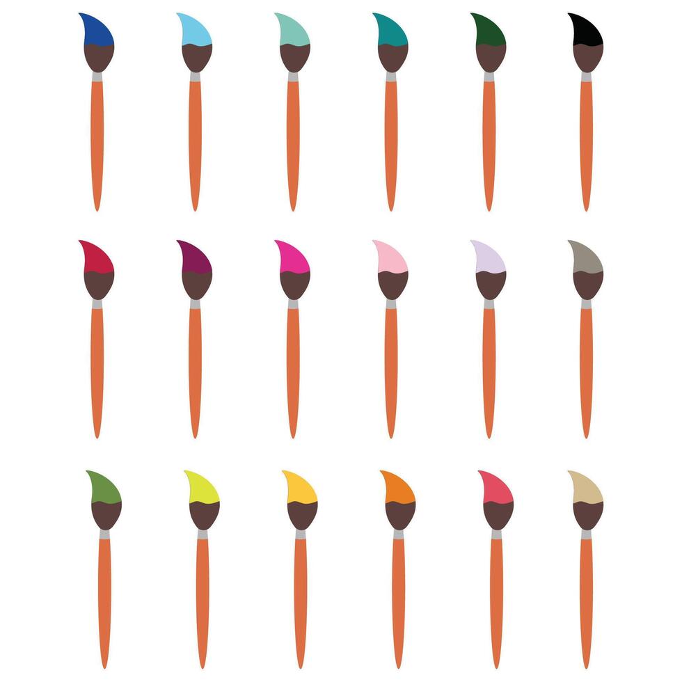 Paintbrushes Design Clipart Cartoon Set Art item vector