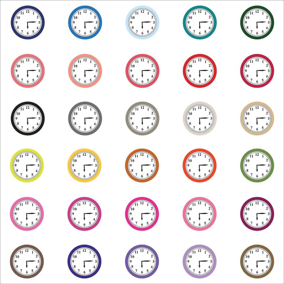 pared reloj diseño clipart conjunto vector