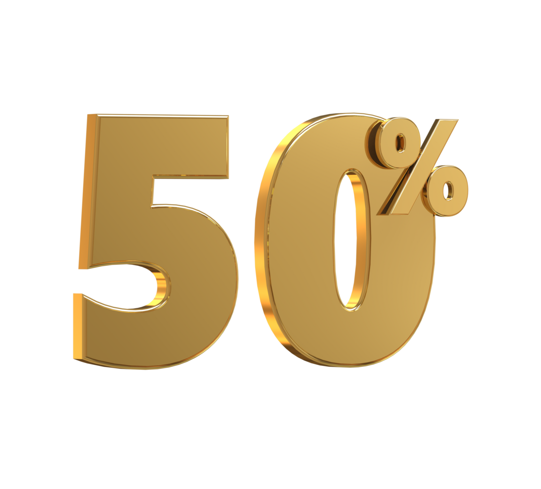 Free number 3d gold 10 percent to 90 for promotion or discount with design poster png