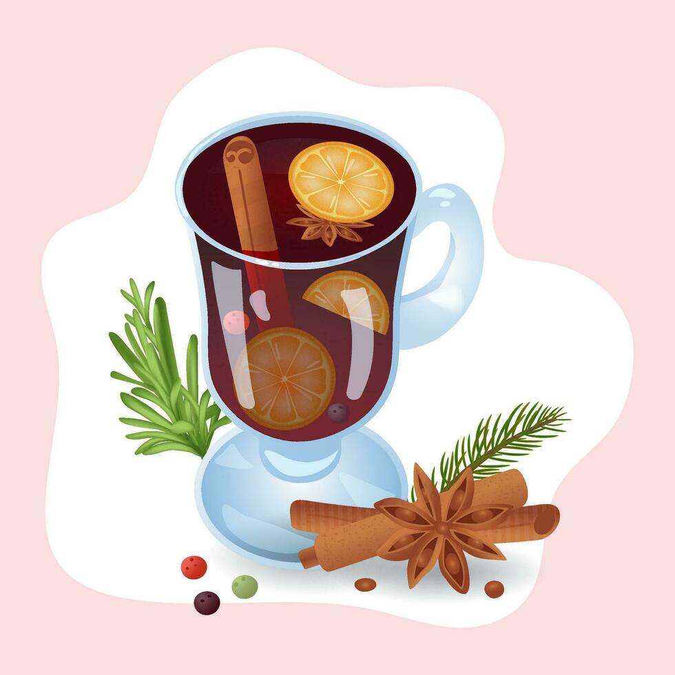 realista ilustración de reflexionado vino, Navidad bebida vector