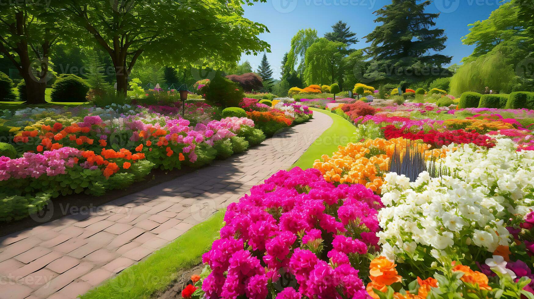 A stunning flower garden bursting with vibrant vector art generated by Ai photo