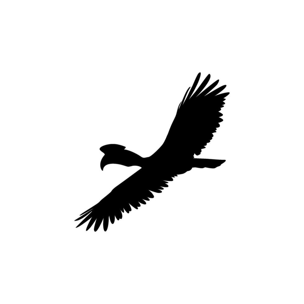 Flying Great Horn Bird Silhouette. Can use for Art Illustration, Logo Gram, Website, Pictogram or Graphic Design Element. Vector Illustration