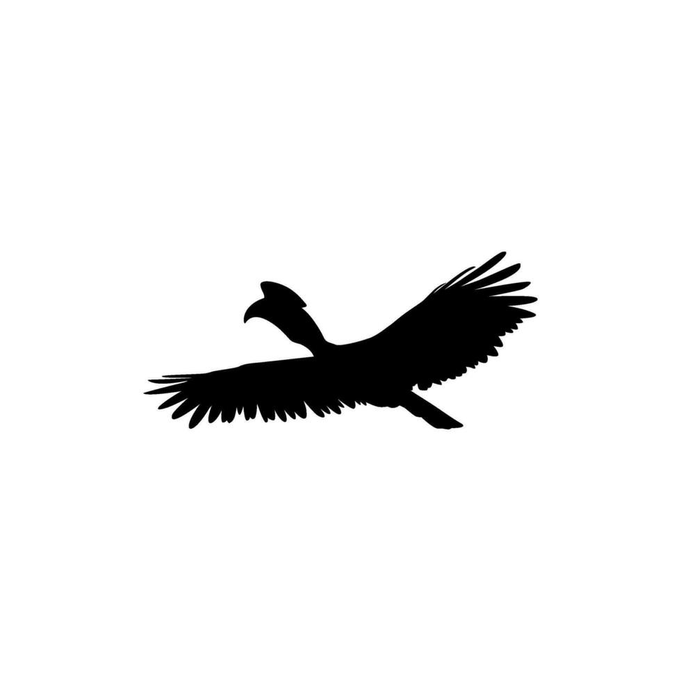 Flying Great Horn Bird Silhouette. Can use for Art Illustration, Logo Gram, Website, Pictogram or Graphic Design Element. Vector Illustration