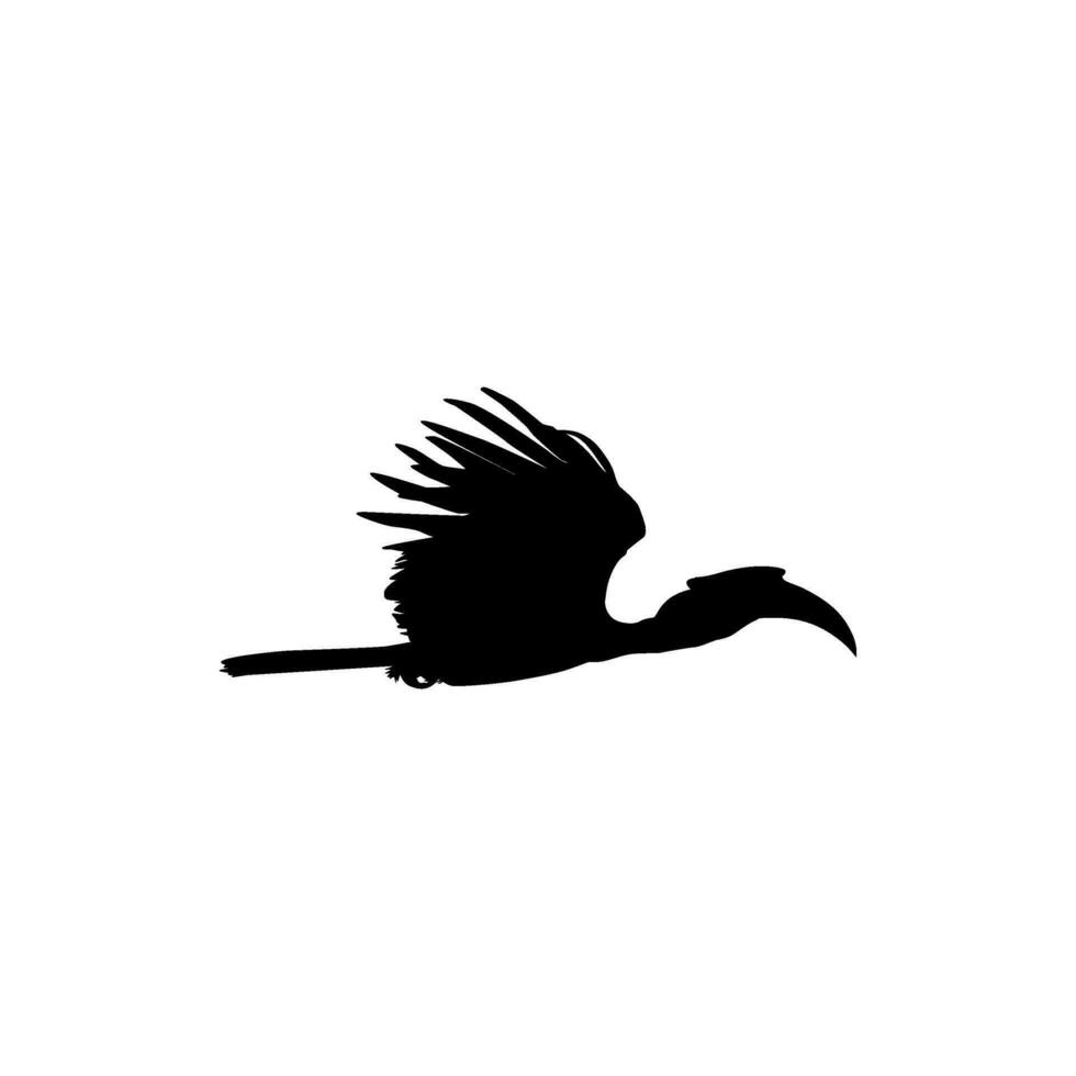 Flying Great Horn Bird Silhouette. Can use for Art Illustration, Logo Gram, Website, Pictogram or Graphic Design Element. Vector Illustration