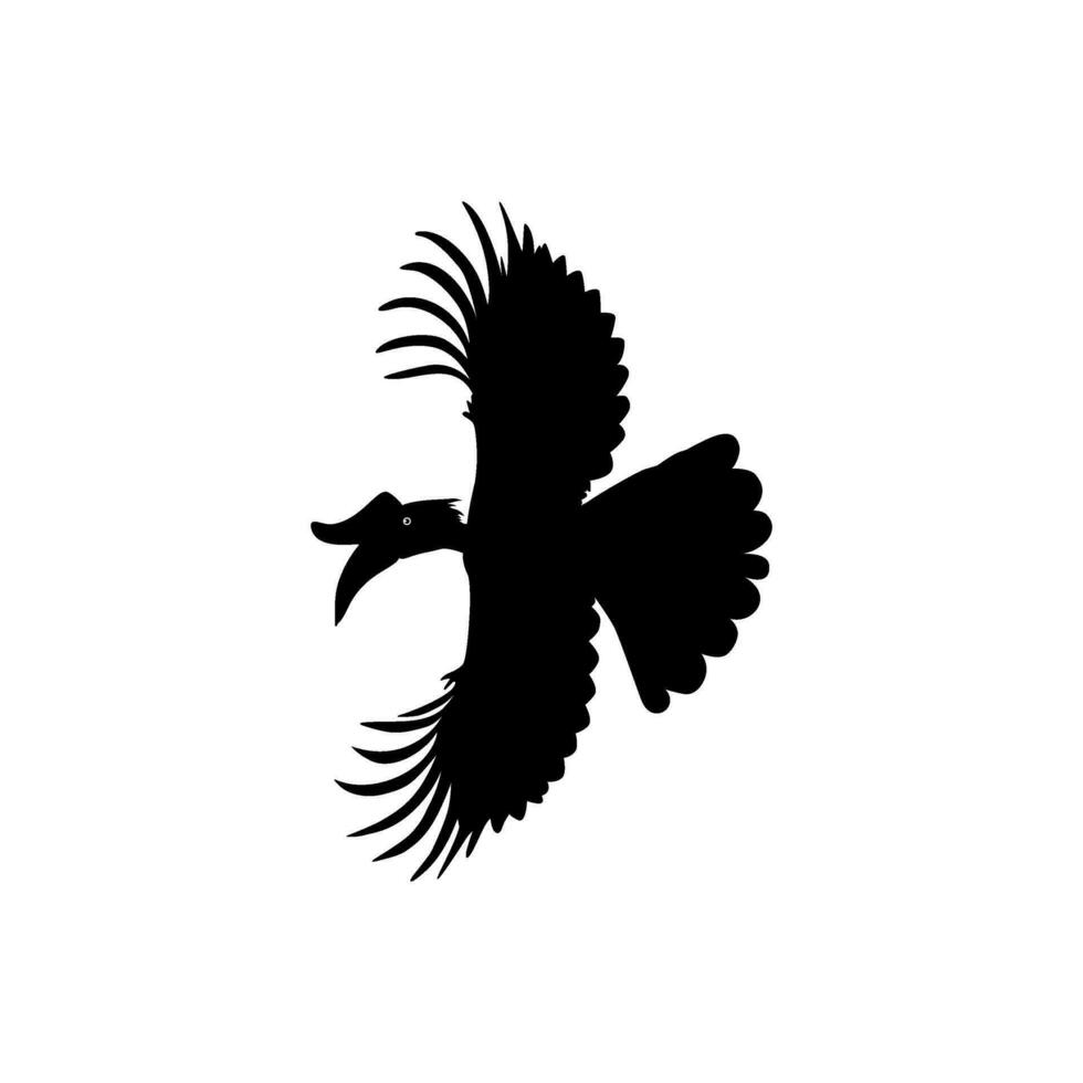 Flying Great Horn Bird Silhouette. Can use for Art Illustration, Logo Gram, Website, Pictogram or Graphic Design Element. Vector Illustration
