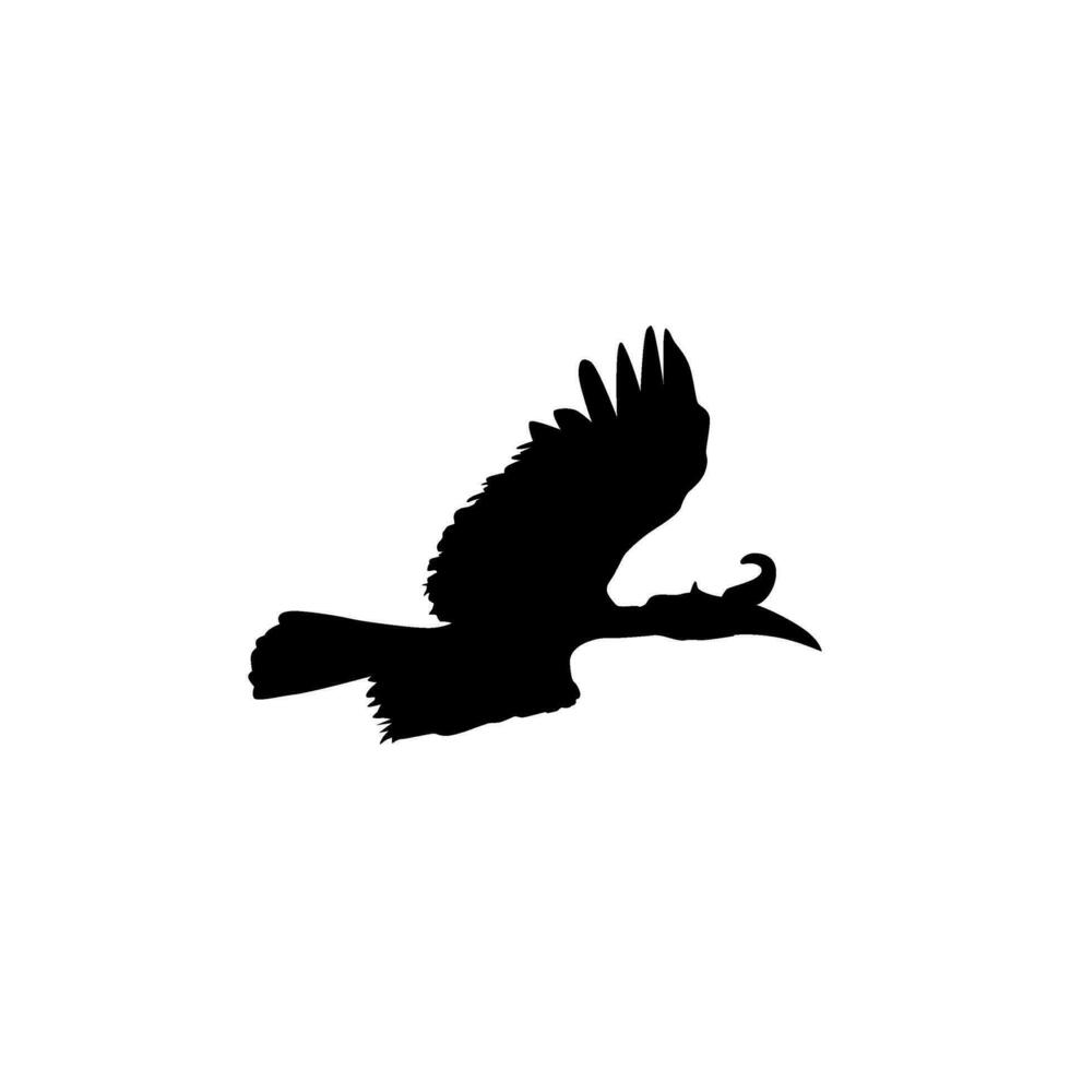 Flying Great Horn Bird Silhouette. Can use for Art Illustration, Logo Gram, Website, Pictogram or Graphic Design Element. Vector Illustration