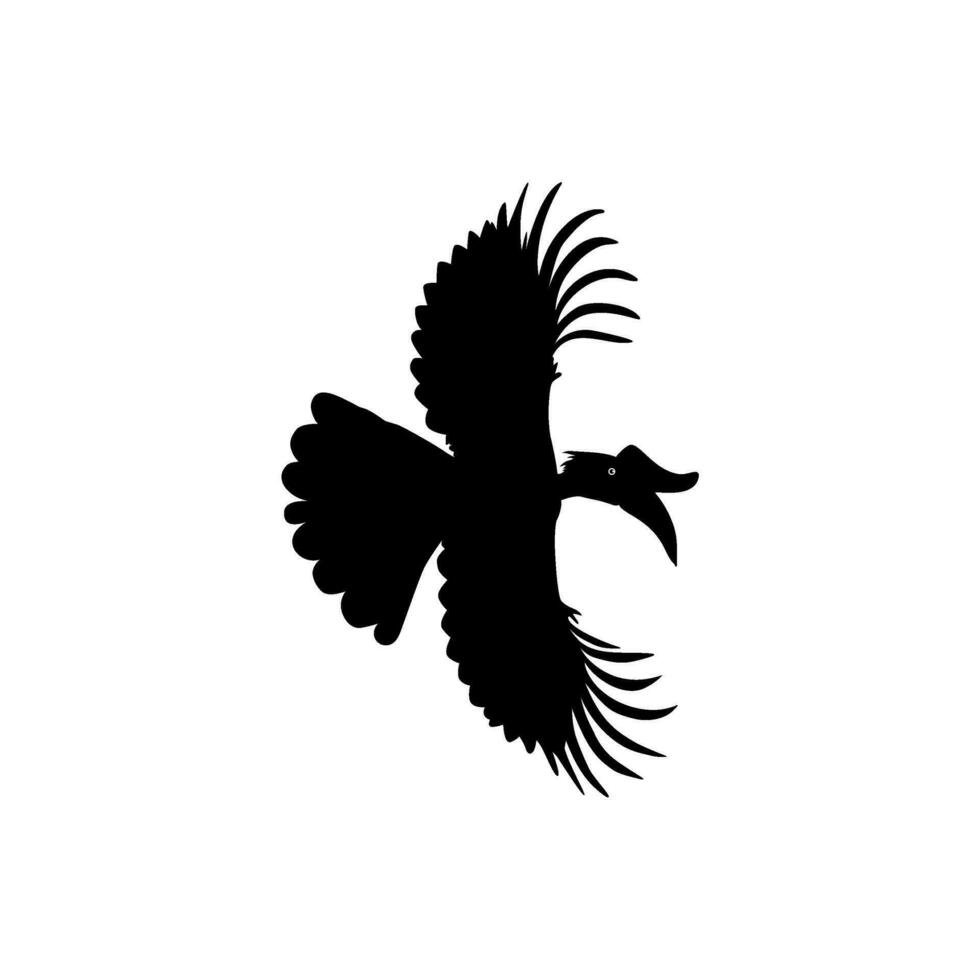Flying Great Horn Bird Silhouette. Can use for Art Illustration, Logo Gram, Website, Pictogram or Graphic Design Element. Vector Illustration