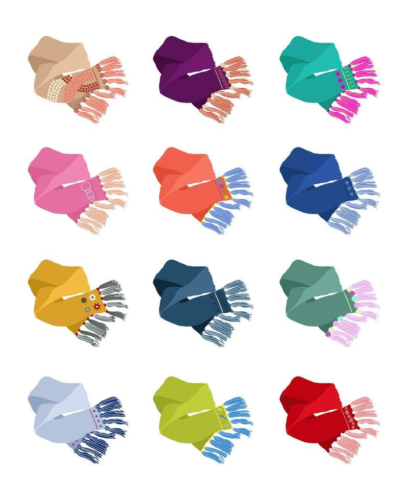 Colorful Scarfs set collection icons in cartoon style vector symbol.