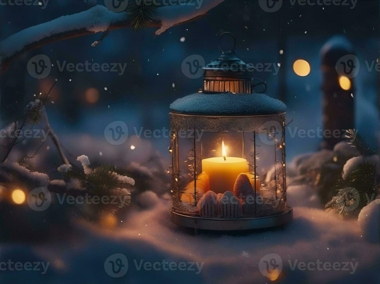 A vibrant cozy lantern decoration christmas night photo