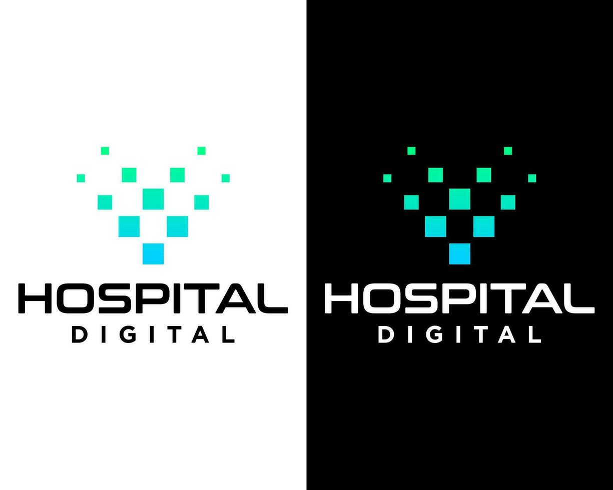 Cross hospital medical technology logo design. vector