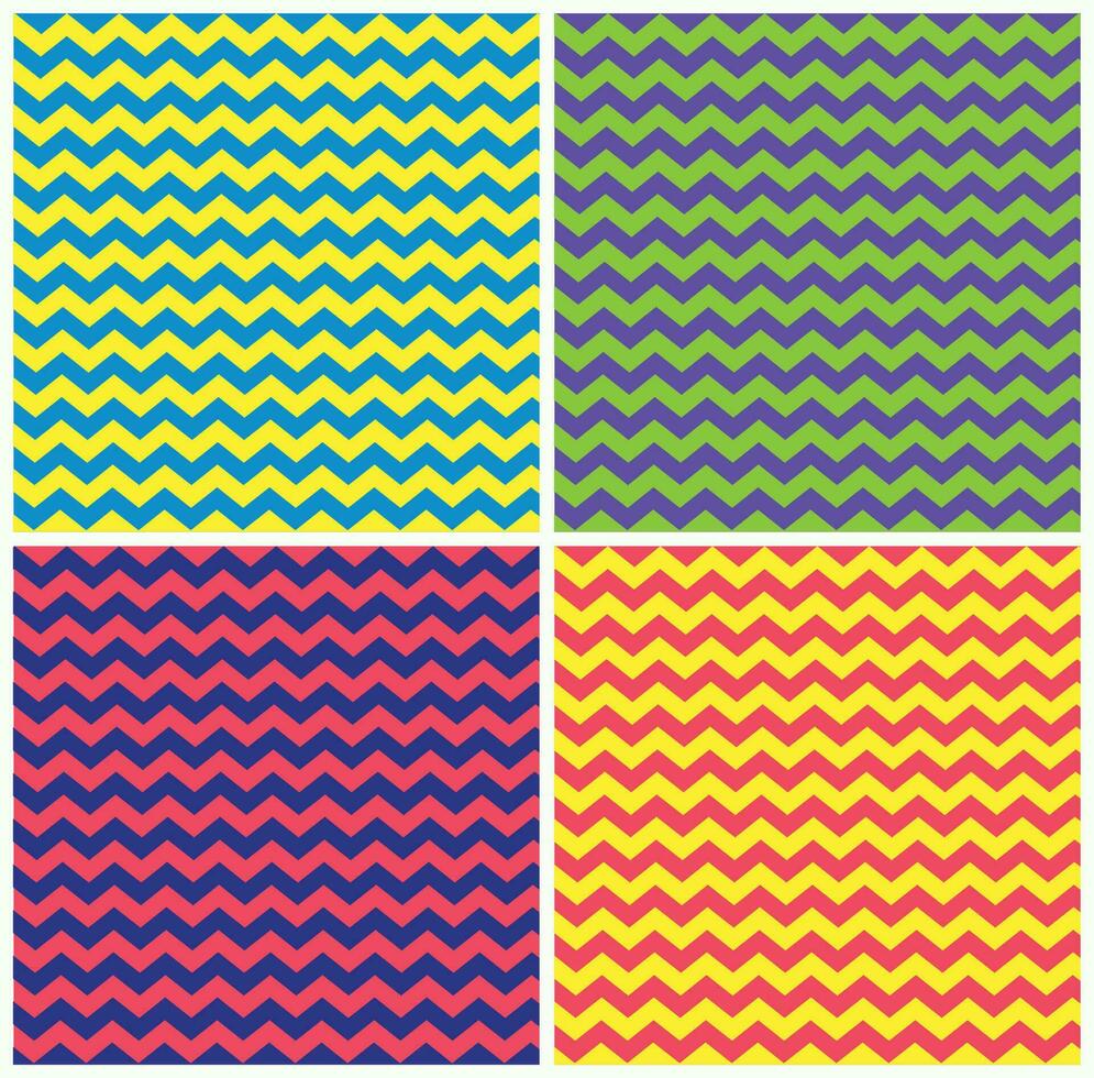 Set of Duotone Zigzag Patterns for Background vector