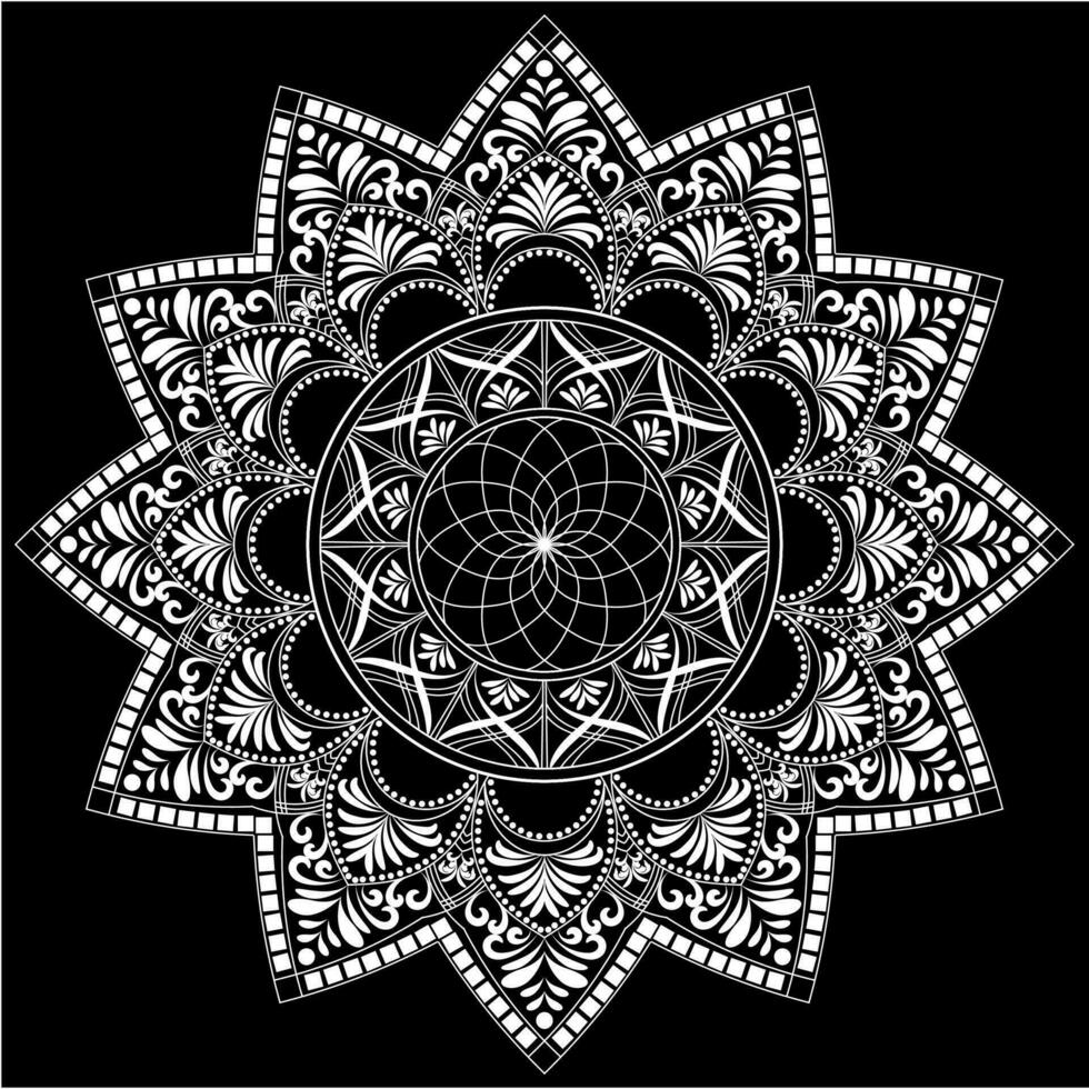 Mehndi Henna Drawing Circular Mandala pattern for tattoo, decoration premium product poster or painting. Decorative ornament in ethnic oriental style. Outline doodle hand draw illustration. vector