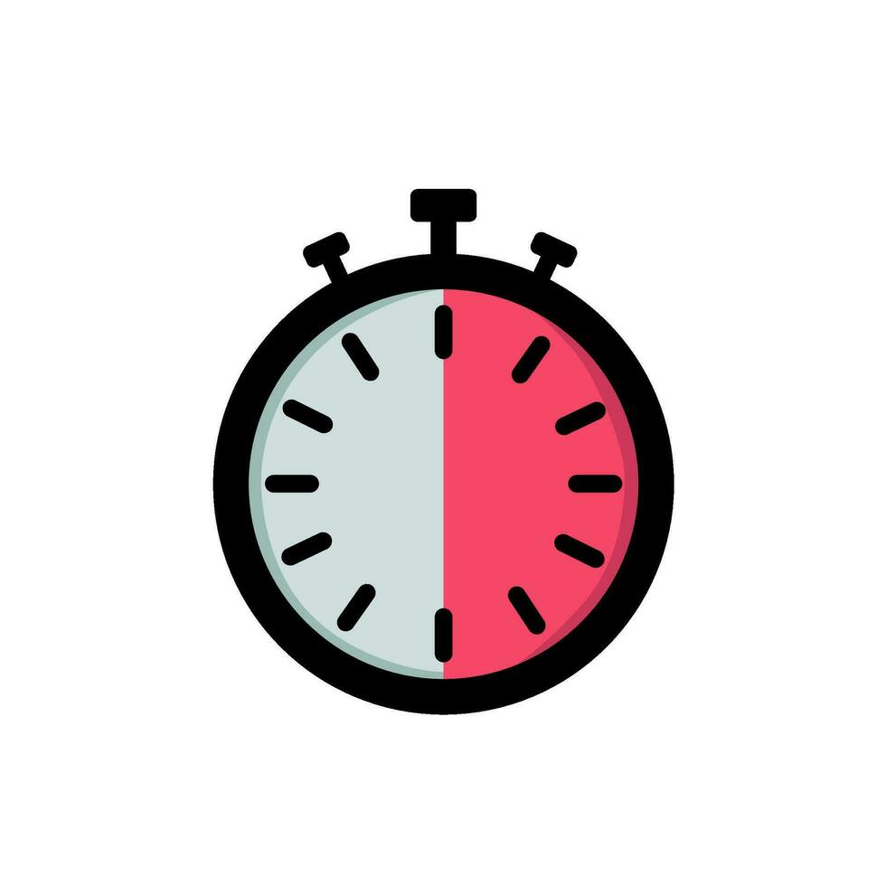 Timer clock is classic 30 minutes on white background. vector