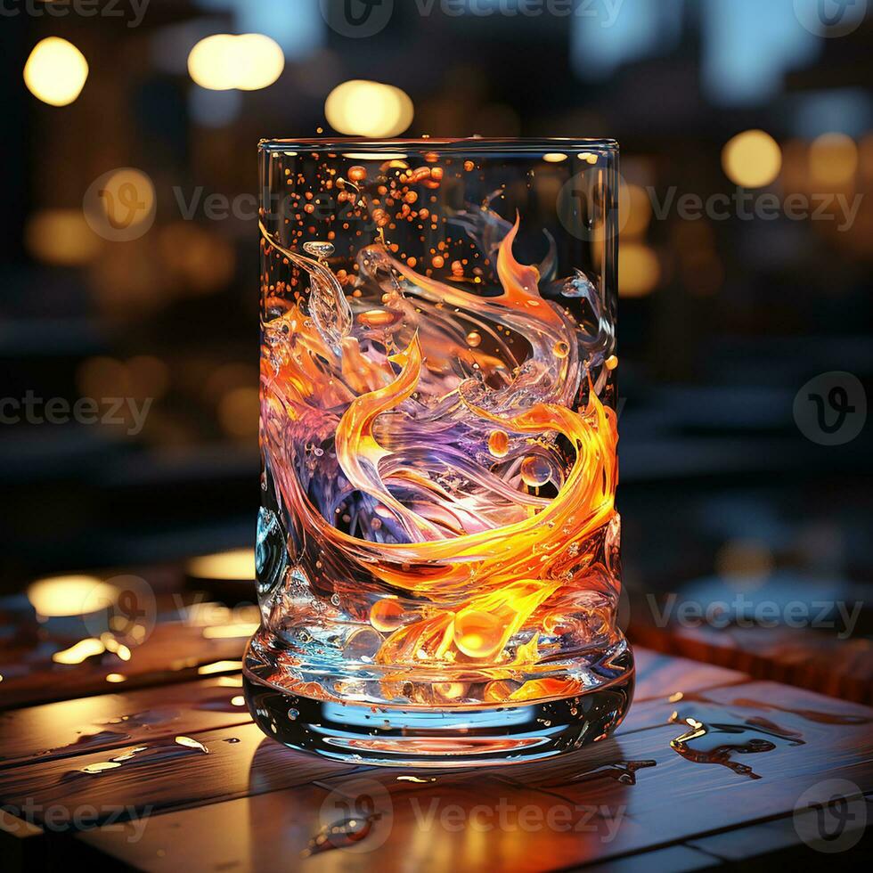 Fluid Creations Unleashing Artistic Expression Through Water Glass Designs AI Generative photo
