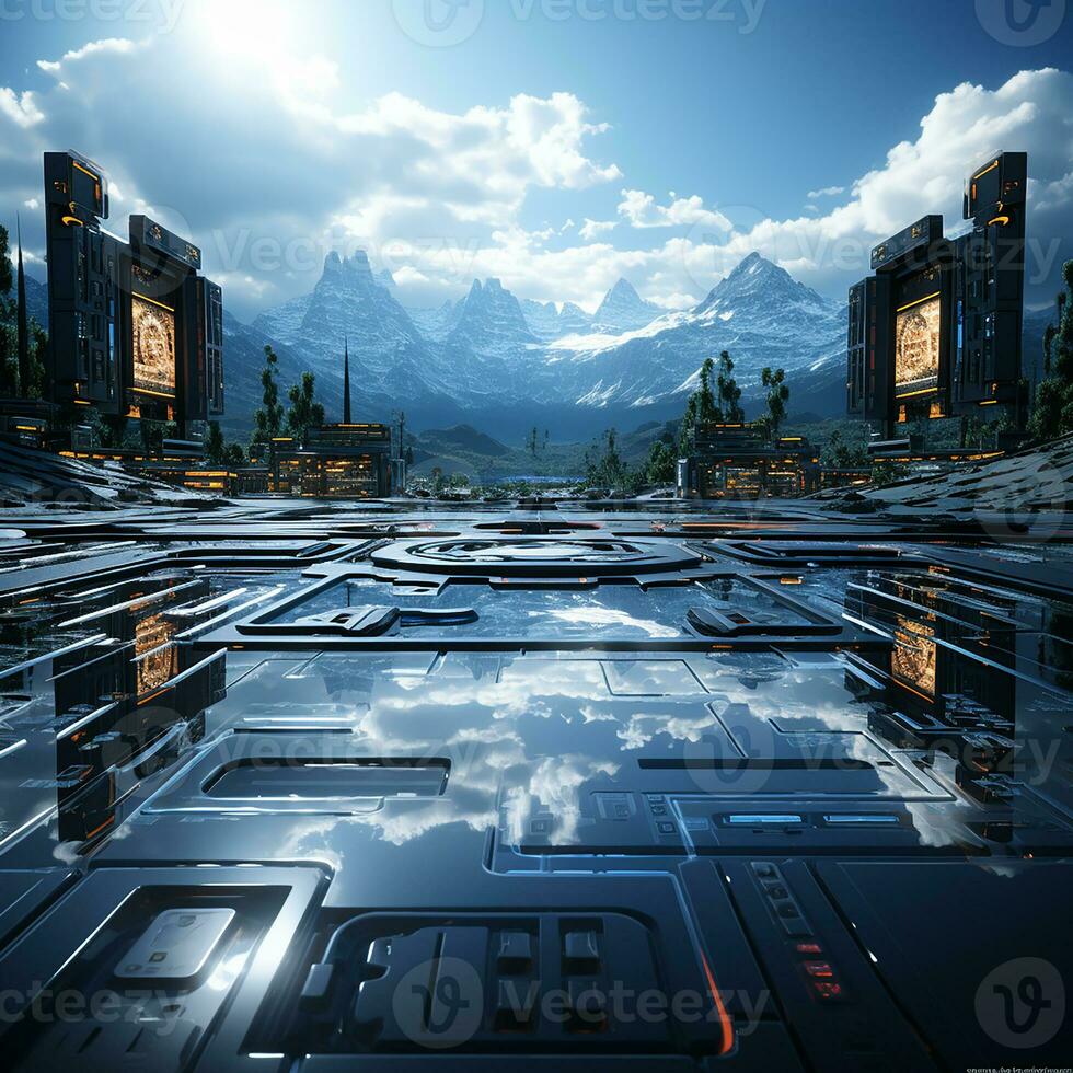 Techno Scape Dynamic and Futuristic Technology Backgrounds AI Generative photo