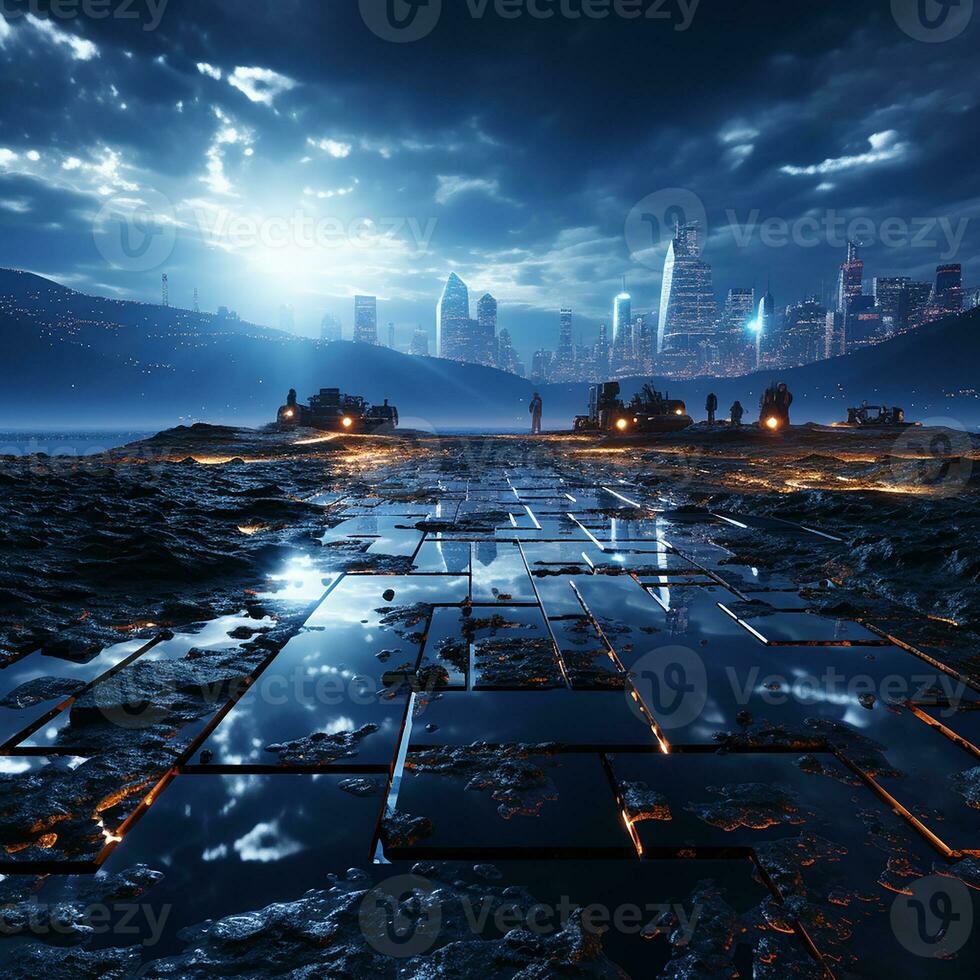 Digital Canvas Immersive Technology Backgrounds for Modern Designs AI Generative photo