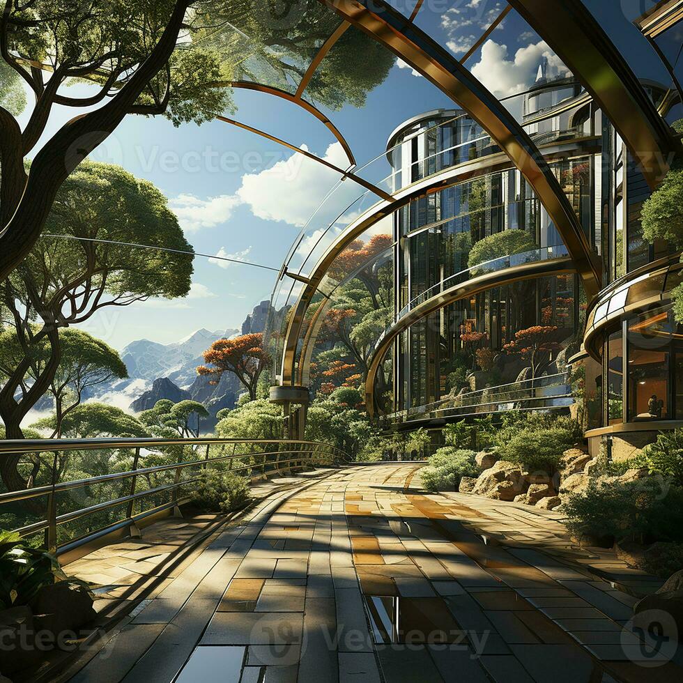 Prismatic Pantheon Architecture of Light and Transparency AI Generative photo