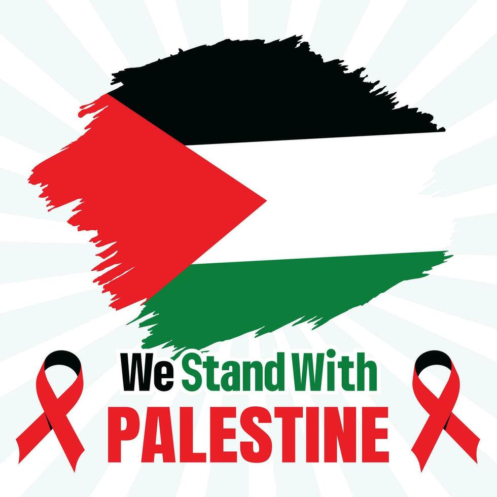 Vector we stand with palestine brush flag background