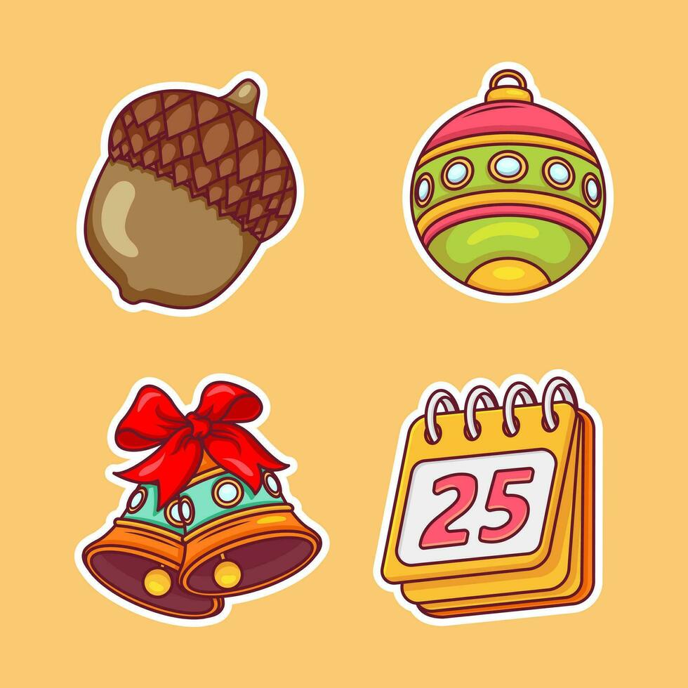 Set of christmas element vector hand drawn