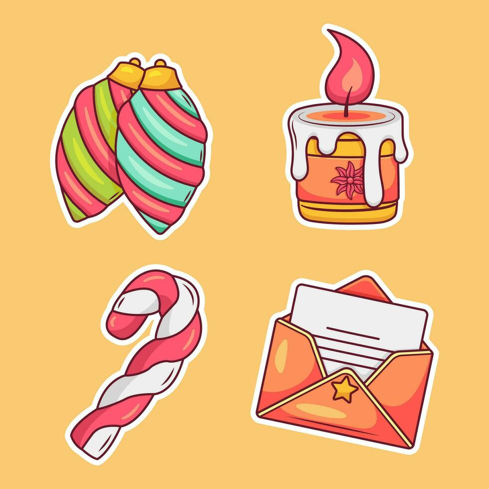 Set of christmas element vector hand drawn