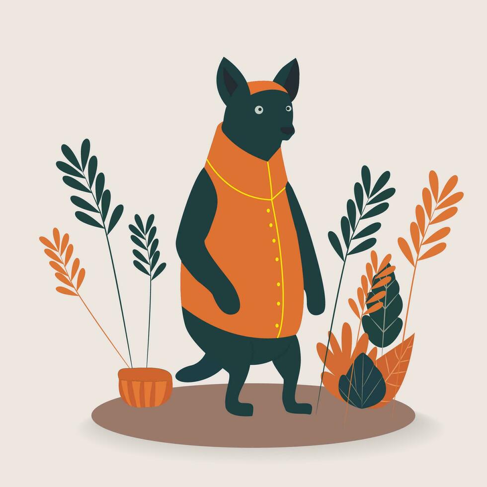 Animal flat illustration with plants vector