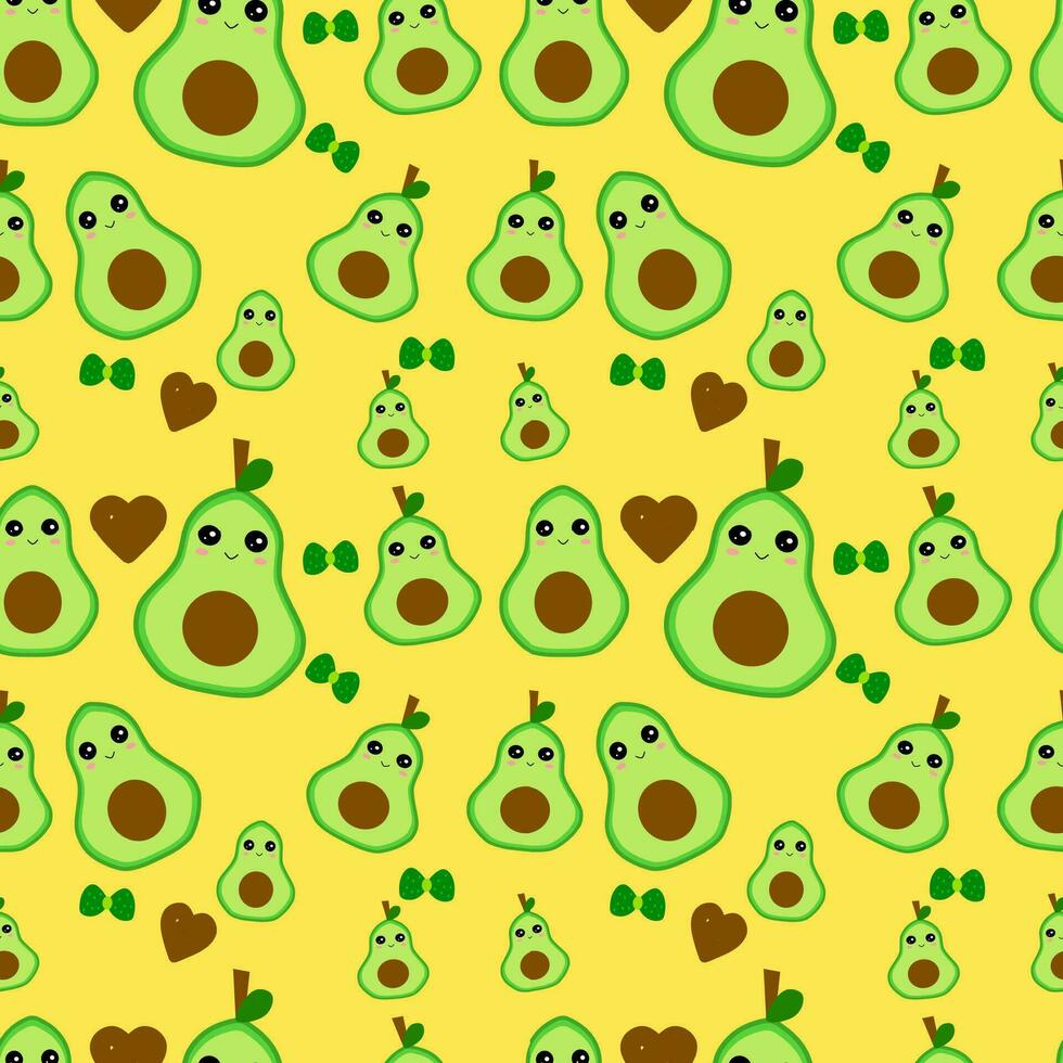 Avocado seamless pattern vector