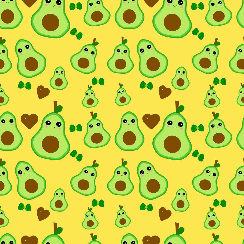 Avocado seamless pattern vector