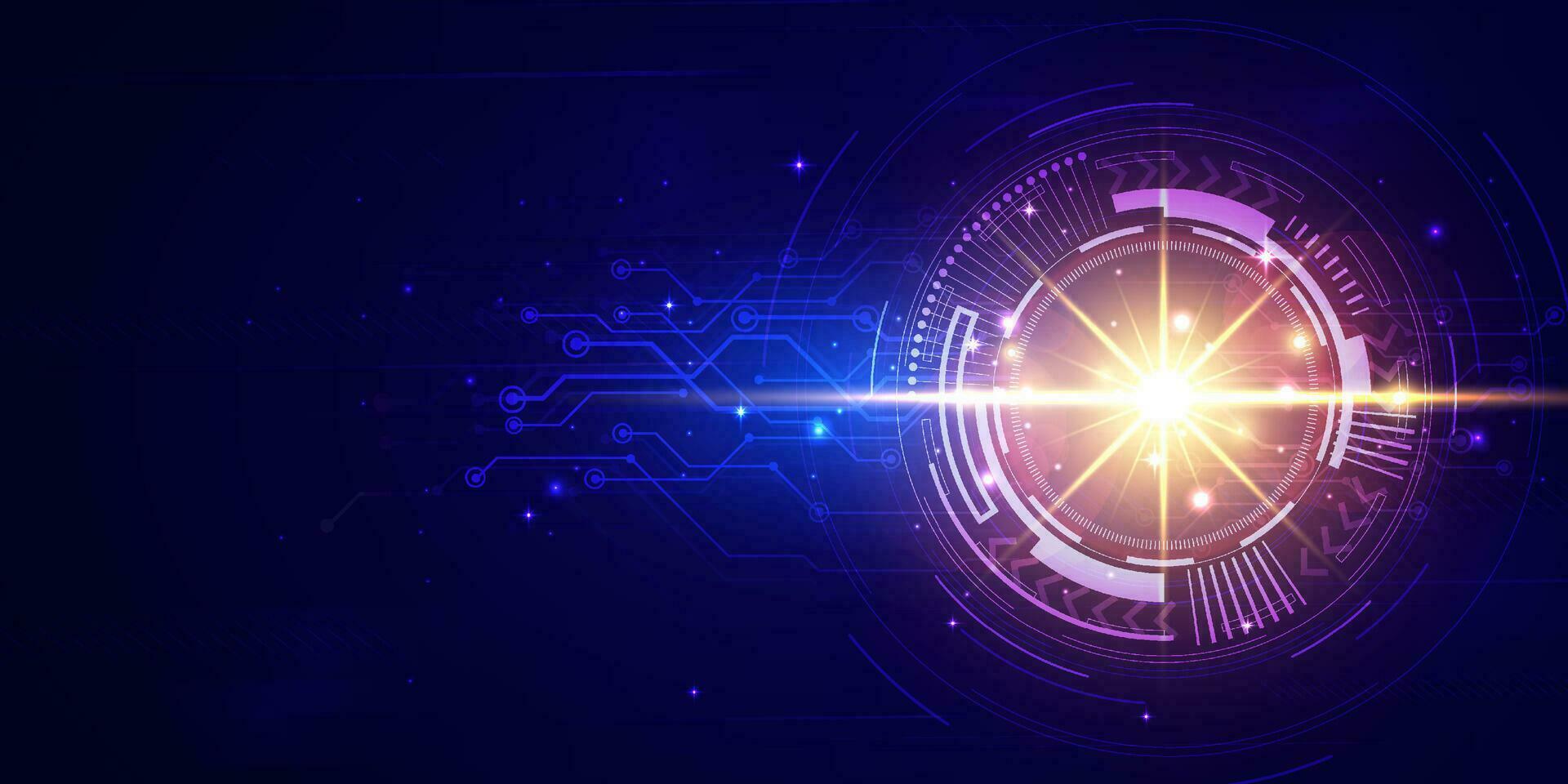Abstract digital technology futuristic circuit blue orange background, Cyber science tech, Innovation communication future, Ai big data, internet network connection, Cloud hi-tech illustration vector