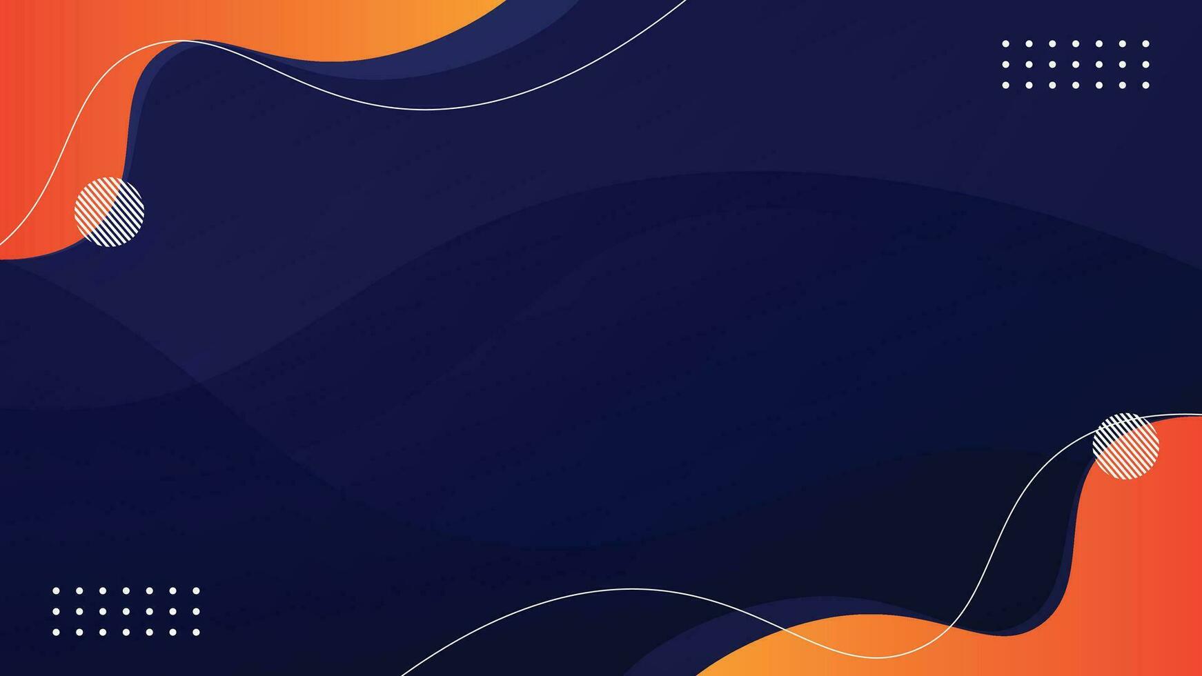 abstract dark blue background with orange waves vector