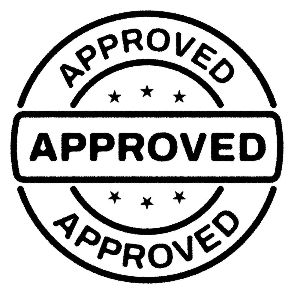 Approved stamp. Round grunge approved sign. Vector illustration