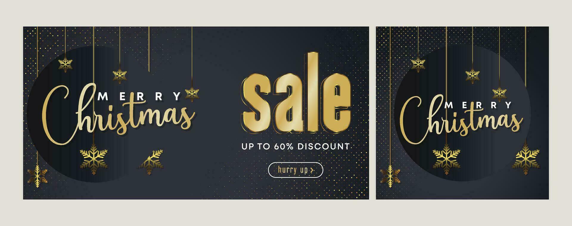 Christmas discount promo offers sale holiday seasonal banner. Modern Xmas banner design. Winter holidays social media poster. Merry Christmas and Happy New Year shopping promotion post vector