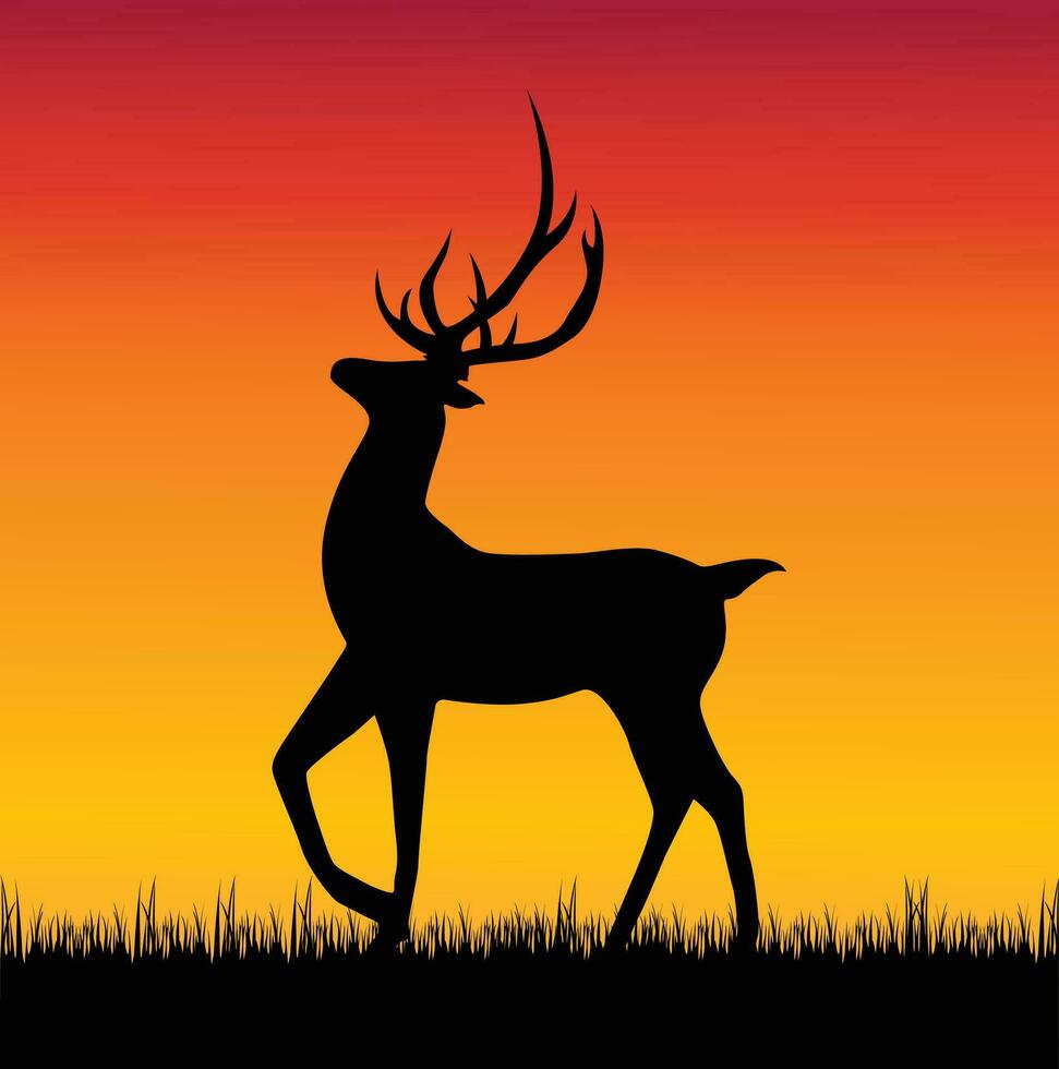 Deer on the grass in the sunset background 32502002 Vector Art at Vecteezy