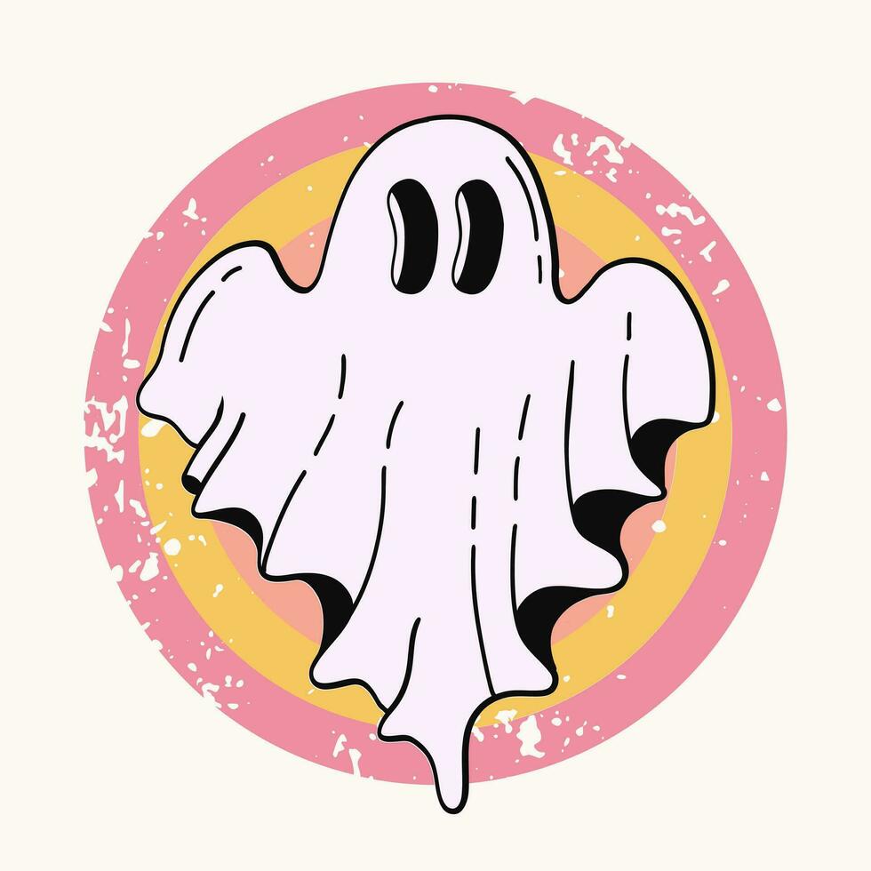 fantasma silueta. Víspera de Todos los Santos citar para Víspera de Todos los Santos fiesta, Víspera de Todos los Santos diseños, tarjetas, invitaciones, telas, huellas dactilares, pegatinas retro vector ilustración.