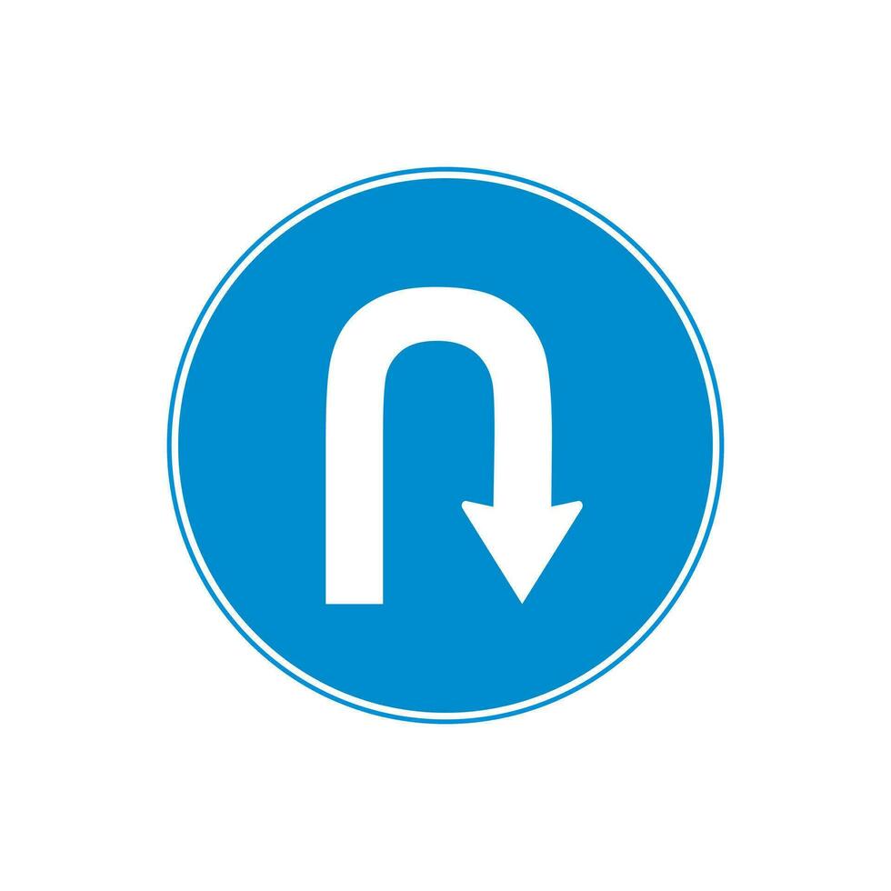 Traffic sign of turn back road sign in blue circle. vector