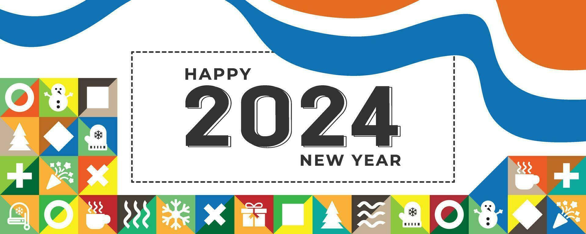 Happy New Year 2024 - Banner, Poster or Cover Image for Year 2024 Post Card Design vector