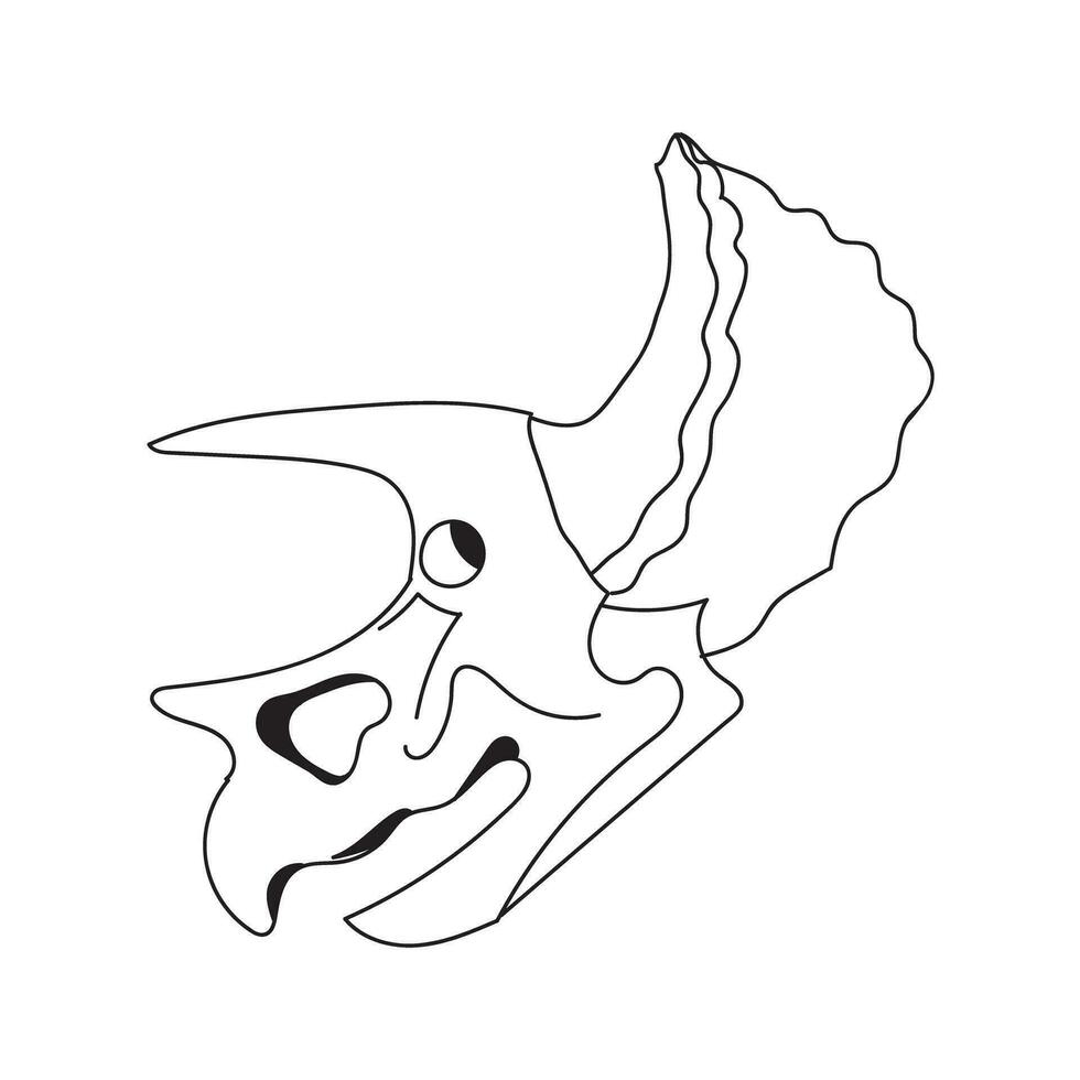 Triceratops dinosaur skull in doodle style. Vector illustration.