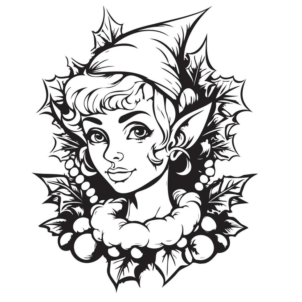 Christmas Elf sketch hand drawn Vector illustration